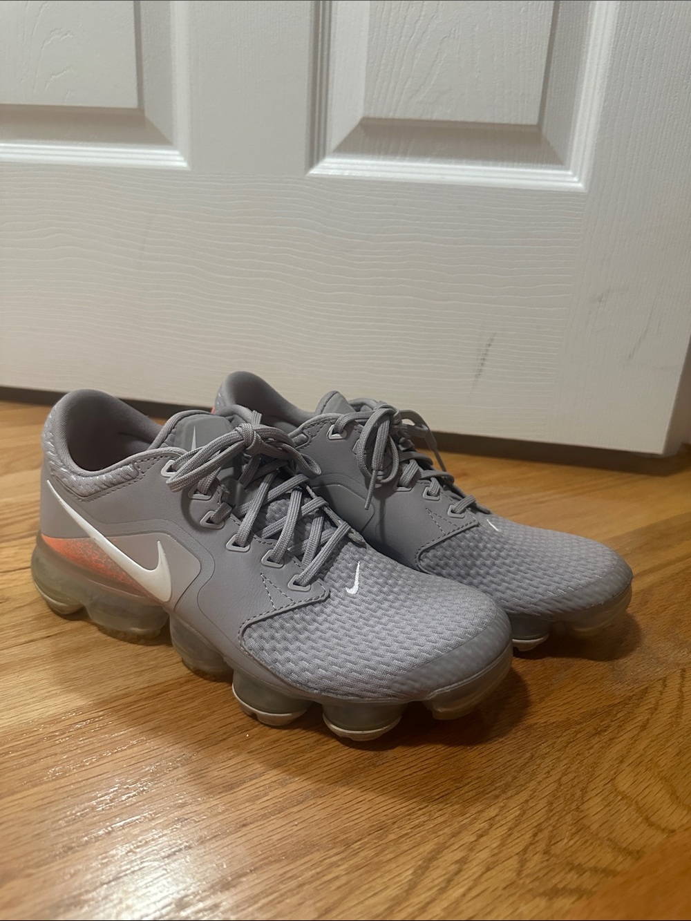 Nike Men’s Gray Athletic VaporMax-Style Running Shoes with White Swoosh